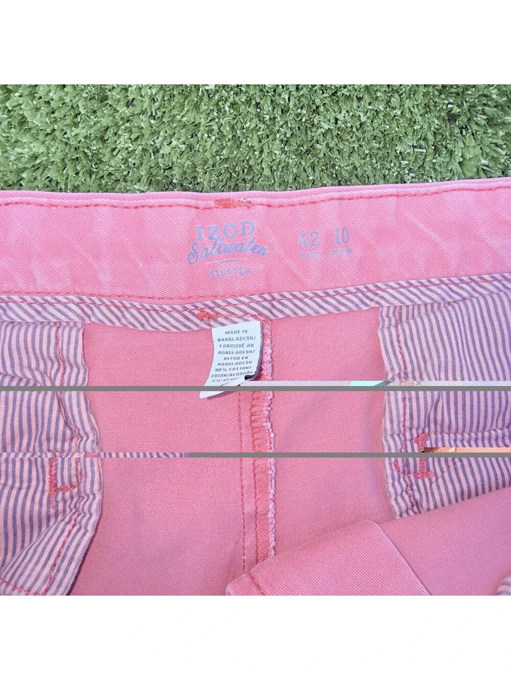 IZOD Saltwater Shorts Men’s 42 Lot of 2 Pink Coral Stretch Chino 9.5 10 Inseam